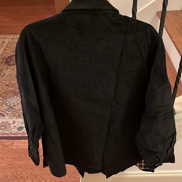 Plaid Lined Corduroy Shacket - BLACK / Large / NWOT - Picture 15 of 15